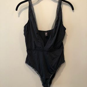 Black silky bodysuit